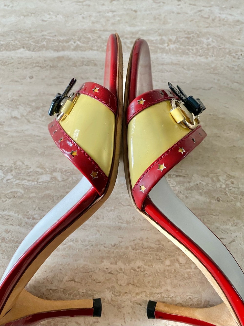 Vintage Gucci Star Bow Horsebit Mule Sandal Heels - Picture 6 of 12